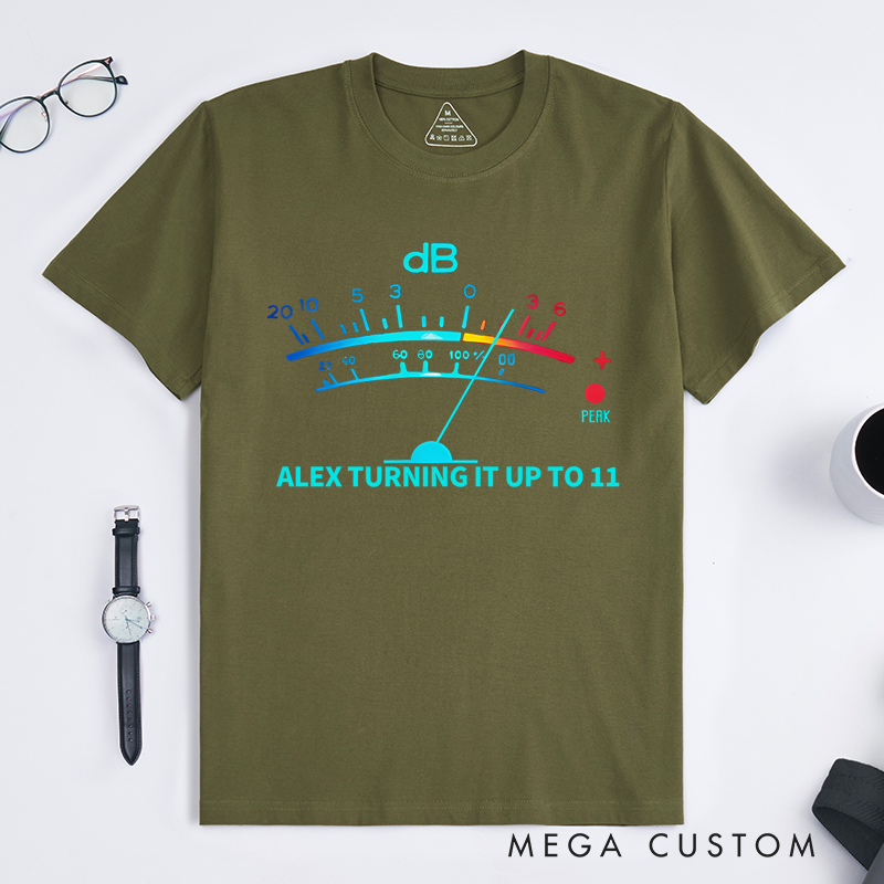 Personalized Classic T-Shirts Retro-Inspired T Shirt Featuring Vintage VU Meter Design Perfect for Audio Engineers Music Lovers Tee