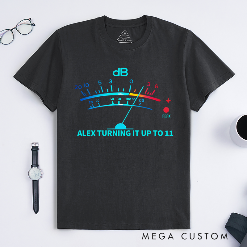 Personalized Classic T-Shirts Retro-Inspired T Shirt Featuring Vintage VU Meter Design Perfect for Audio Engineers Music Lovers Tee