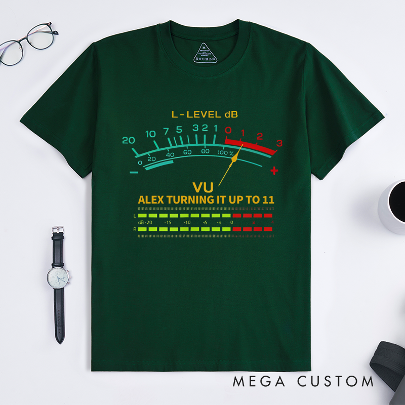 Personalized Classic T-Shirts Retro-Inspired T Shirt Featuring Vintage VU Meter Design Perfect for Audio Engineers Music Lovers Tee
