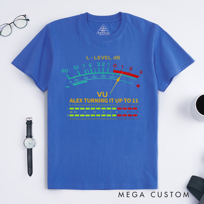 Personalized Classic T-Shirts Retro-Inspired T Shirt Featuring Vintage VU Meter Design Perfect for Audio Engineers Music Lovers Tee