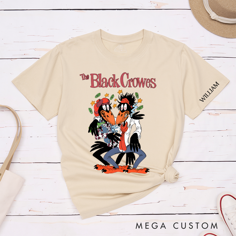 Personalized Classic T-Shirts Rock Crows Graphic and Fun and Quirky Cartoon Crow Design Perfect for Rock Music Fans Gift
