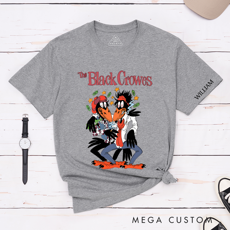 Personalized Classic T-Shirts Rock Crows Graphic and Fun and Quirky Cartoon Crow Design Perfect for Rock Music Fans Gift