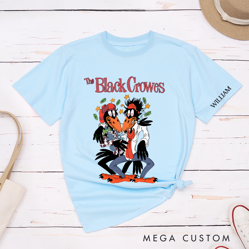 Personalized Classic T-Shirts Rock Crows Graphic and Fun and Quirky Cartoon Crow Design Perfect for Rock Music Fans Gift