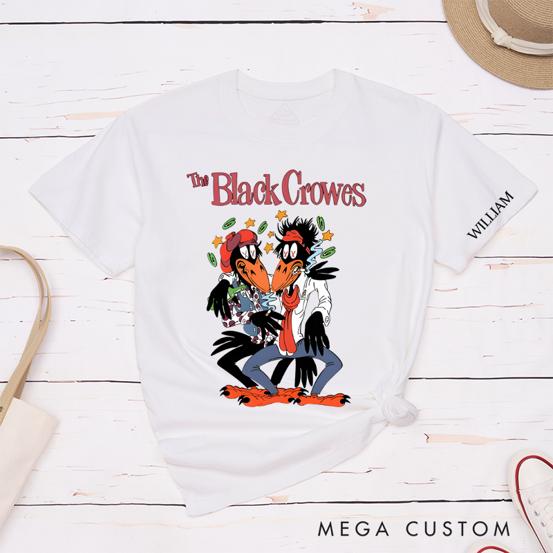 Personalized Classic T-Shirts Rock Crows Graphic and Fun and Quirky Cartoon Crow Design Perfect for Rock Music Fans Gift