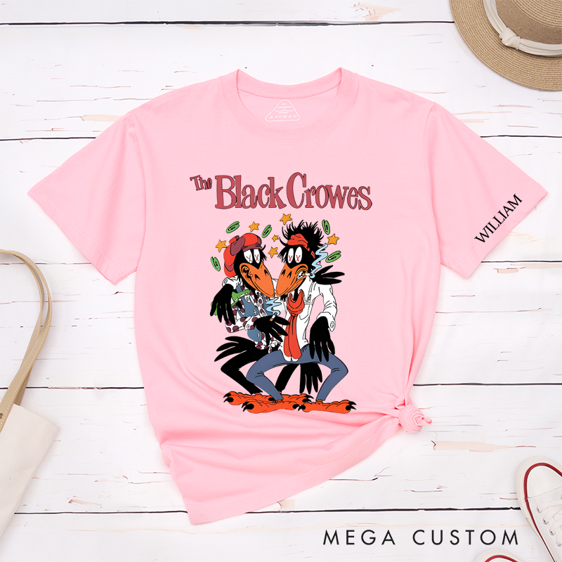 Personalized Classic T-Shirts Rock Crows Graphic and Fun and Quirky Cartoon Crow Design Perfect for Rock Music Fans Gift