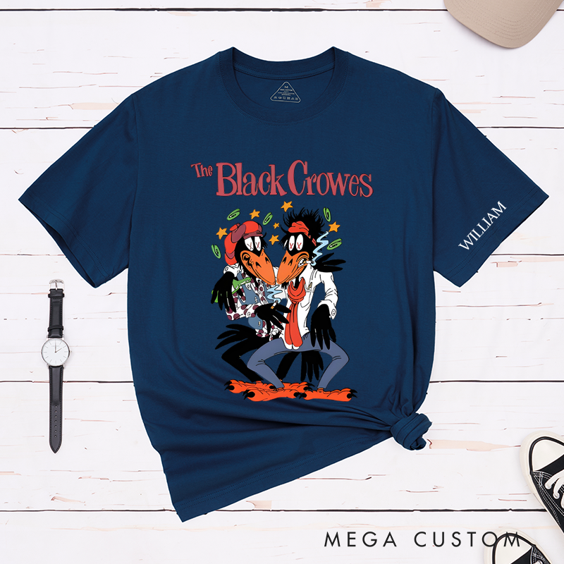 Personalized Classic T-Shirts Rock Crows Graphic and Fun and Quirky Cartoon Crow Design Perfect for Rock Music Fans Gift
