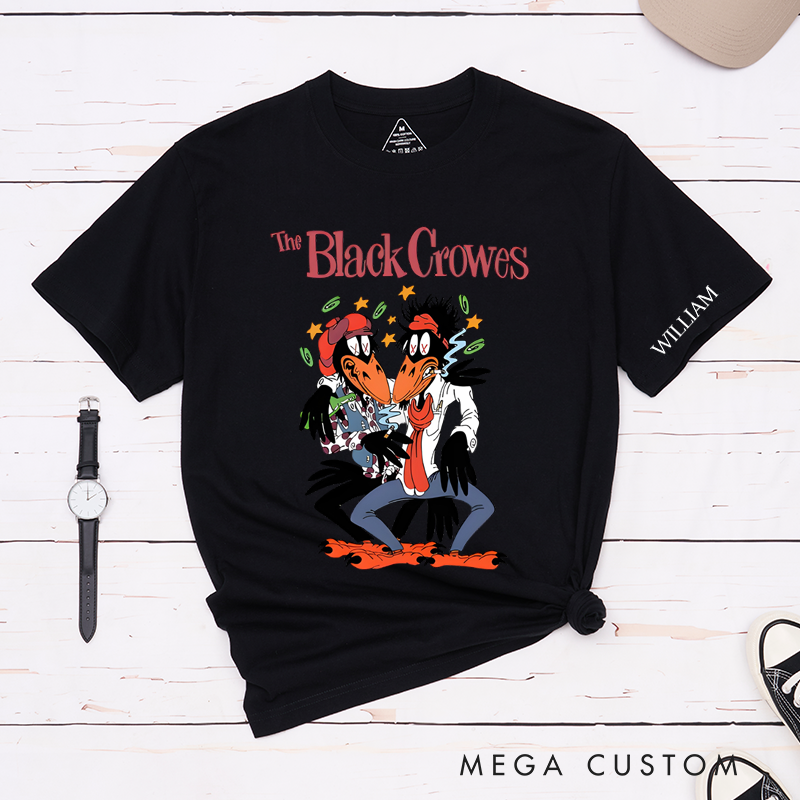Personalized Classic T-Shirts Rock Crows Graphic and Fun and Quirky Cartoon Crow Design Perfect for Rock Music Fans Gift