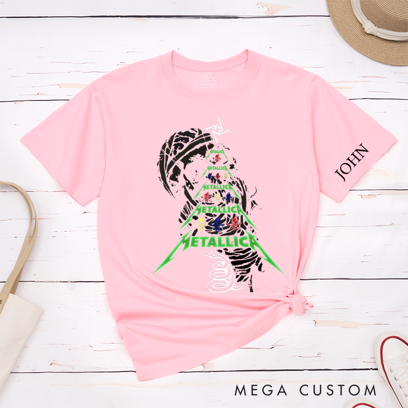 Personalized Classic T-Shirts Rock-Inspired Christmas Tree and Bold Skeleton Design Perfect Gift for Music and Rock Roll Fans