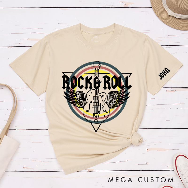 Personalized Classic T-Shirts Rock and Roll and Rock Band and Guitar T-Shirt