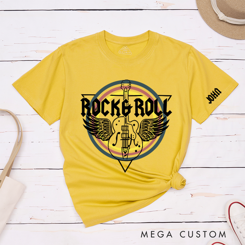 Personalized Classic T-Shirts Rock and Roll and Rock Band and Guitar T-Shirt