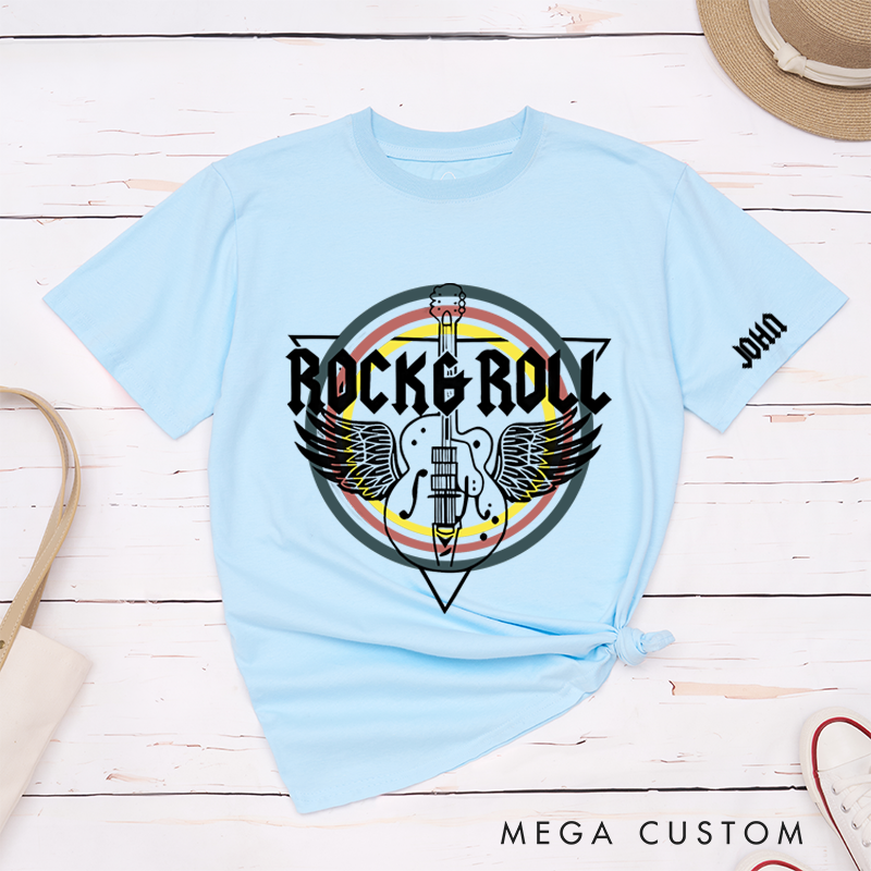 Personalized Classic T-Shirts Rock and Roll and Rock Band and Guitar T-Shirt