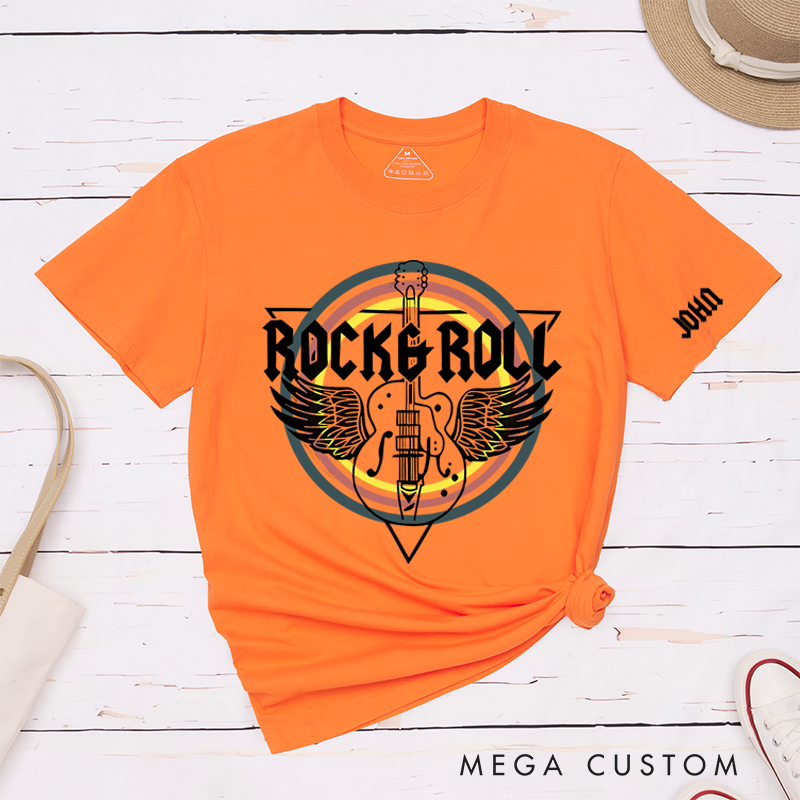 Personalized Classic T-Shirts Rock and Roll and Rock Band and Guitar T-Shirt