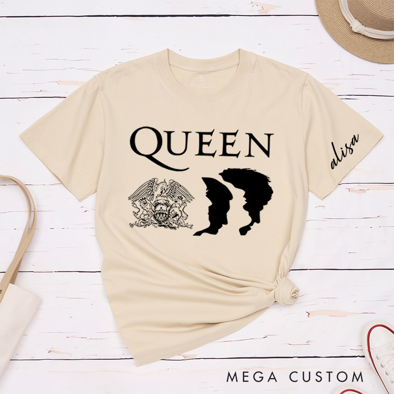 Personalized Classic T-Shirts Royal Crest Silhouette Tee and Bold Crown and Profile Design Perfect Gift for Music and Art Fans