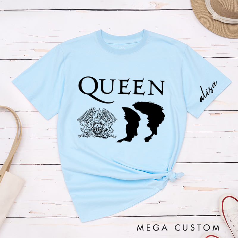 Personalized Classic T-Shirts Royal Crest Silhouette Tee and Bold Crown and Profile Design Perfect Gift for Music and Art Fans