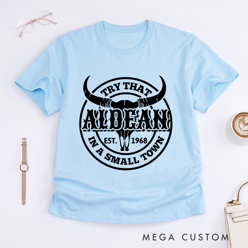 Personalized Classic T-Shirts Rustic Western Bull Skull and Small Town Country Life Graphic Tee Perfect Gift for Country Music Fans