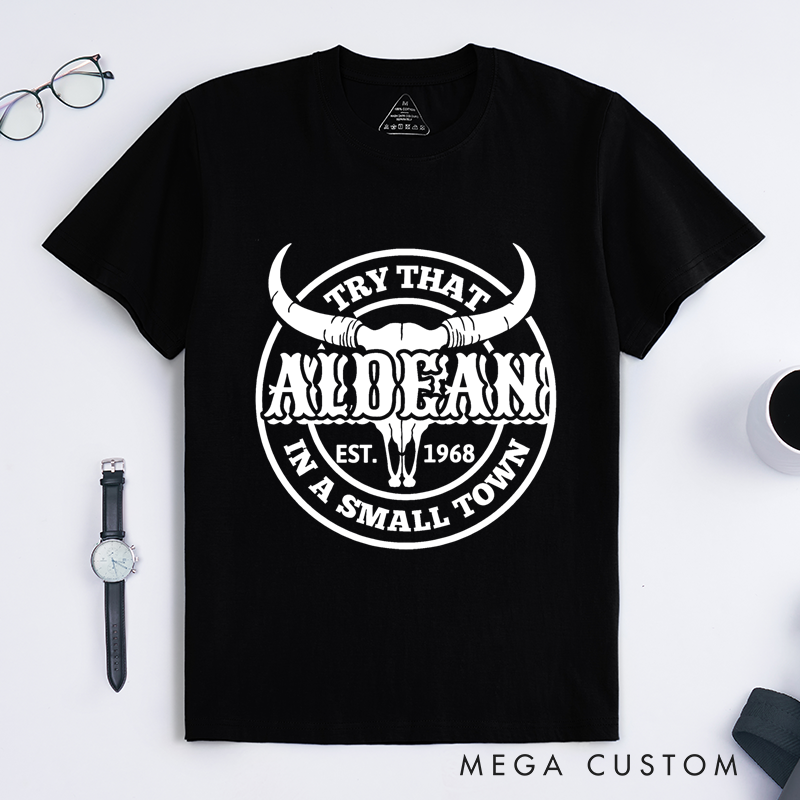 Personalized Classic T-Shirts Rustic Western Bull Skull and Small Town Country Life Graphic Tee Perfect Gift for Country Music Fans