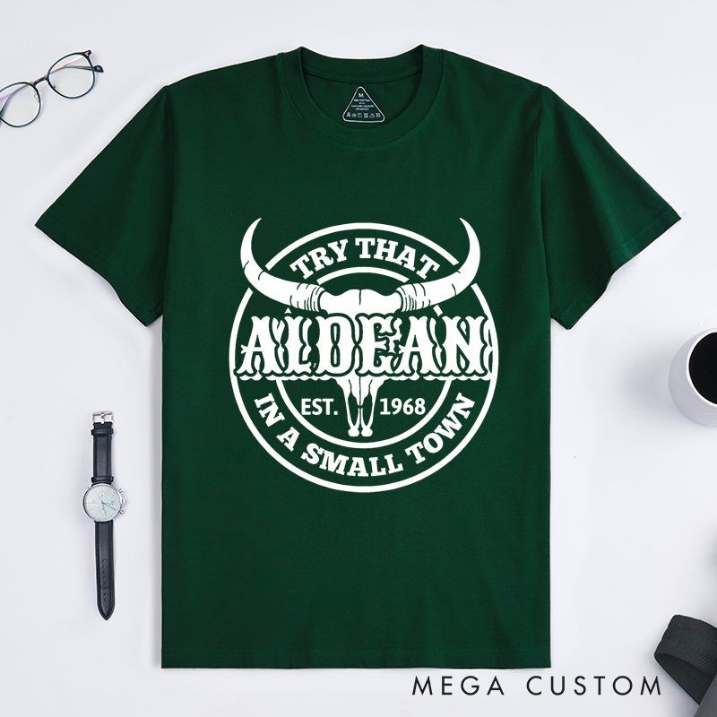 Personalized Classic T-Shirts Rustic Western Bull Skull and Small Town Country Life Graphic Tee Perfect Gift for Country Music Fans