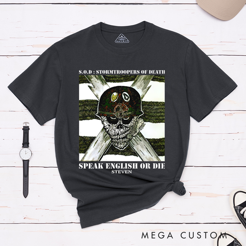 Personalized Classic T-Shirts Skull and Crossbones Military-Inspired Bold Graphic T-Shirt