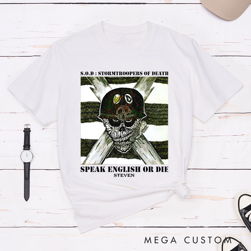 Personalized Classic T-Shirts Skull and Crossbones Military-Inspired Bold Graphic T-Shirt