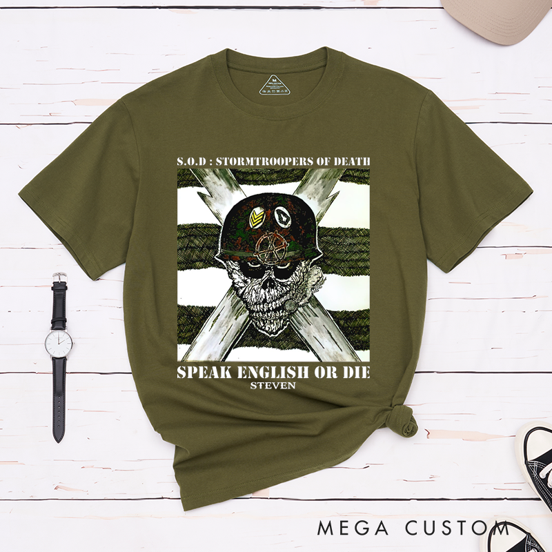 Personalized Classic T-Shirts Skull and Crossbones Military-Inspired Bold Graphic T-Shirt