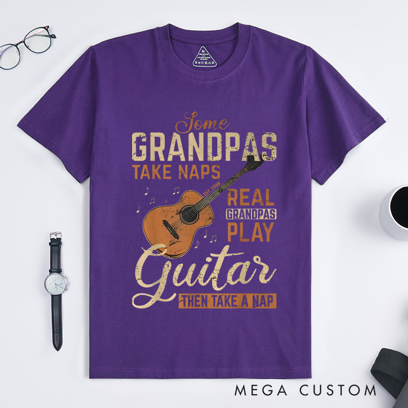 Personalized Classic T-Shirts Some Grandpas Take Naps Real Grandpas Play Guitar Then Take a Nap Gift