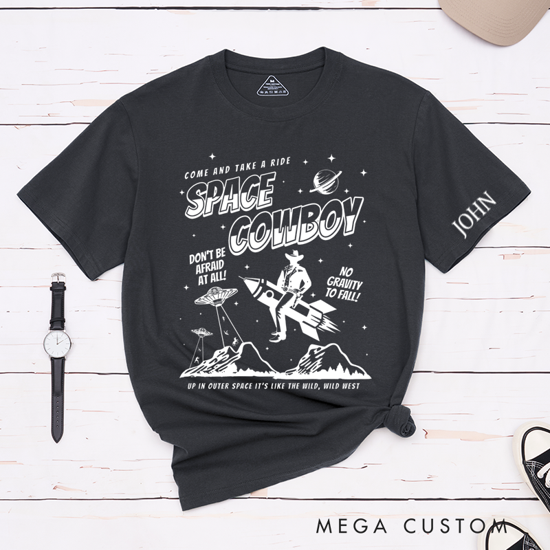 Personalized Classic T-Shirts Space Cowboy T-Shirt and Cosmic Adventure Graphic Tee Perfect for Sci-Fi and Western Fans T-Shirt