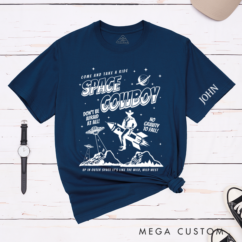 Personalized Classic T-Shirts Space Cowboy T-Shirt and Cosmic Adventure Graphic Tee Perfect for Sci-Fi and Western Fans T-Shirt