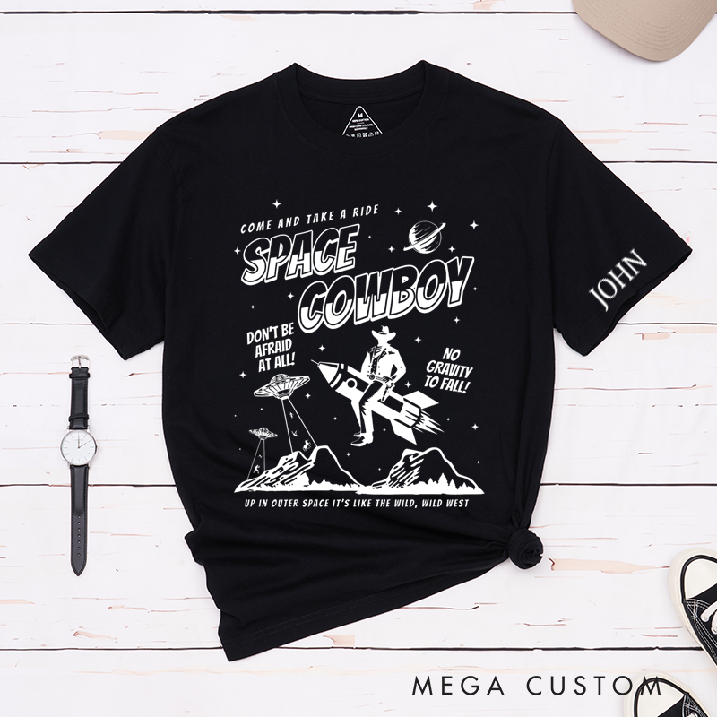 Personalized Classic T-Shirts Space Cowboy T-Shirt and Cosmic Adventure Graphic Tee Perfect for Sci-Fi and Western Fans T-Shirt