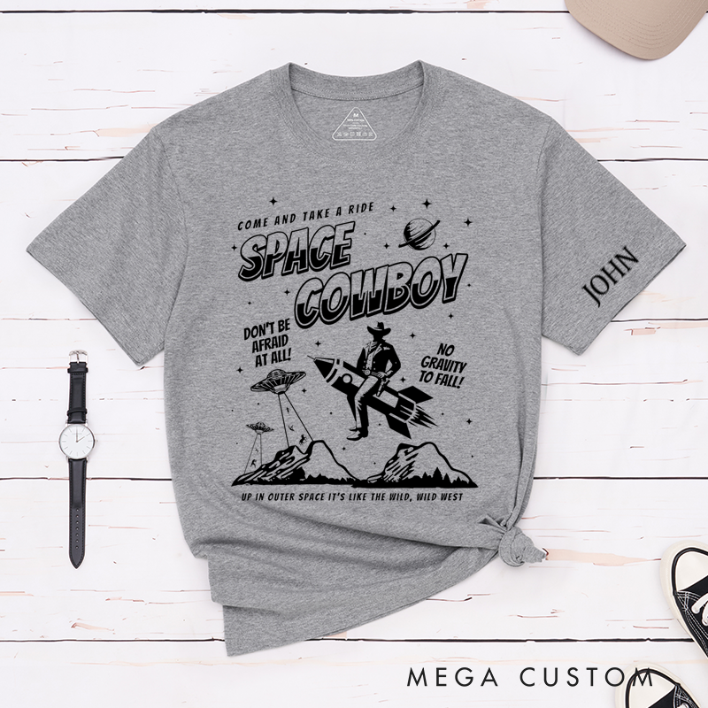 Personalized Classic T-Shirts Space Cowboy T-Shirt and Cosmic Adventure Graphic Tee Perfect for Sci-Fi and Western Fans T-Shirt