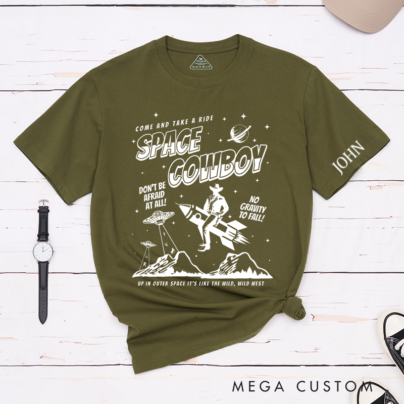 Personalized Classic T-Shirts Space Cowboy T-Shirt and Cosmic Adventure Graphic Tee Perfect for Sci-Fi and Western Fans T-Shirt