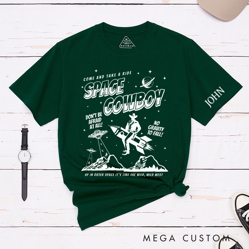 Personalized Classic T-Shirts Space Cowboy T-Shirt and Cosmic Adventure Graphic Tee Perfect for Sci-Fi and Western Fans T-Shirt