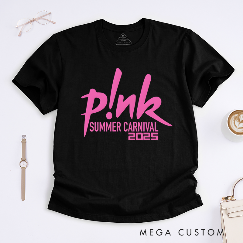 Personalized Classic T-Shirts Summer Carnival 2025 T-Shirt Vibrant Pink Graphic Tee Perfect for Music Lovers T-Shirt