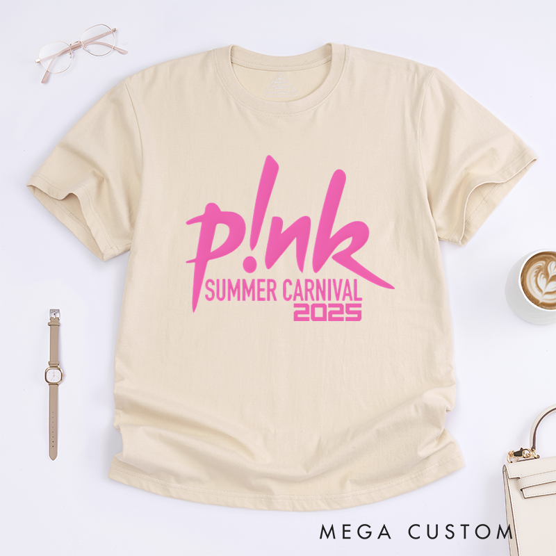 Personalized Classic T-Shirts Summer Carnival 2025 T-Shirt Vibrant Pink Graphic Tee Perfect for Music Lovers T-Shirt