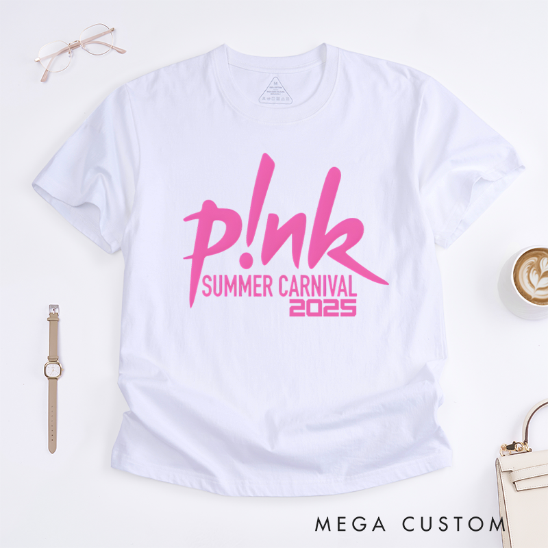 Personalized Classic T-Shirts Summer Carnival 2025 T-Shirt Vibrant Pink Graphic Tee Perfect for Music Lovers T-Shirt