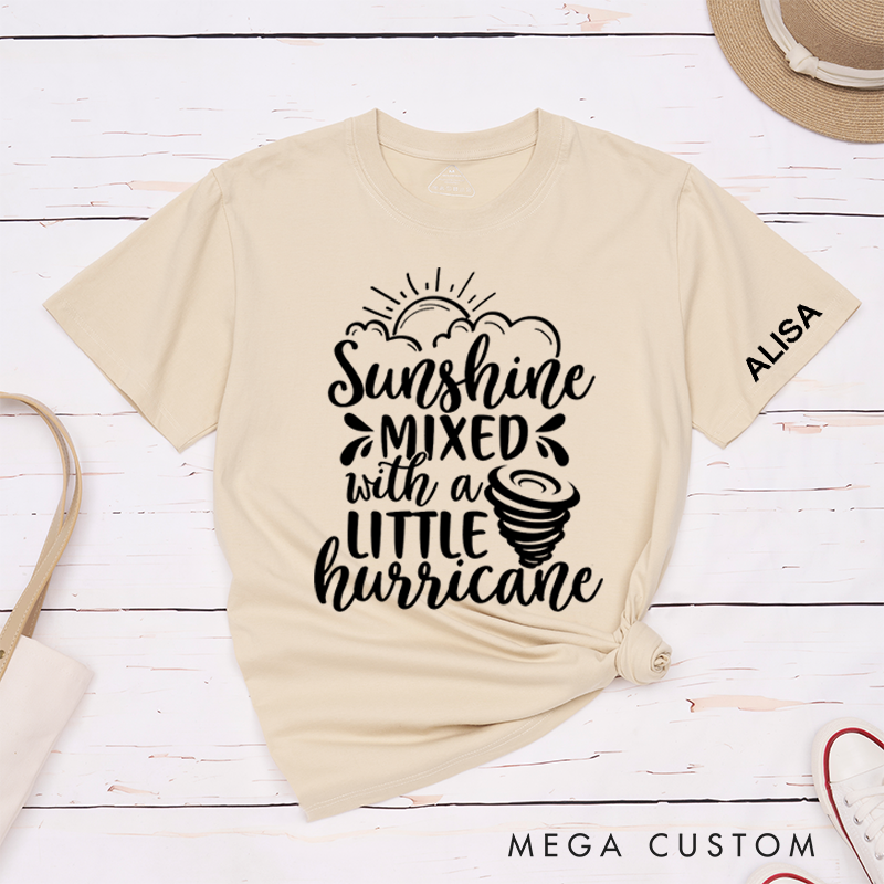 Personalized Classic T-Shirts Sunshine Mixed with a Little Hurricane Tee Fun Weather-Themed Graphic Gift