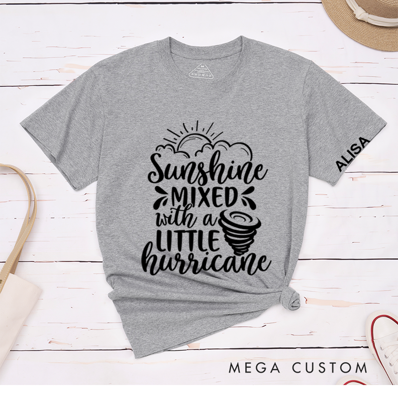 Personalized Classic T-Shirts Sunshine Mixed with a Little Hurricane Tee Fun Weather-Themed Graphic Gift