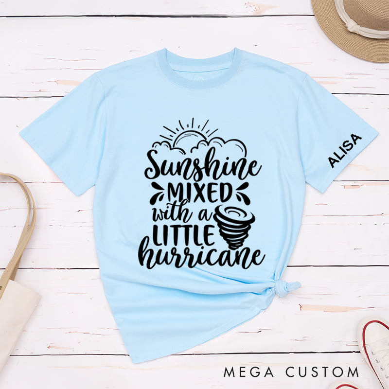 Personalized Classic T-Shirts Sunshine Mixed with a Little Hurricane Tee Fun Weather-Themed Graphic Gift