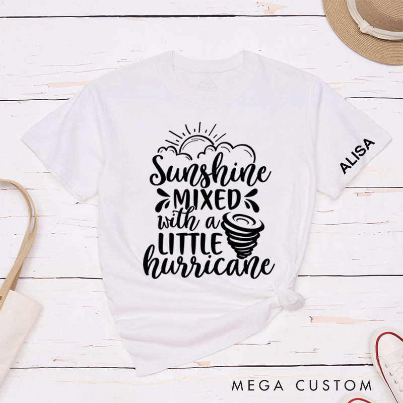 Personalized Classic T-Shirts Sunshine Mixed with a Little Hurricane Tee Fun Weather-Themed Graphic Gift