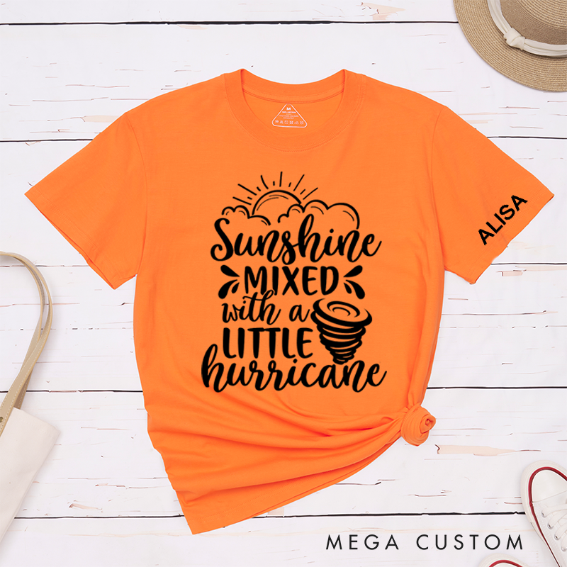 Personalized Classic T-Shirts Sunshine Mixed with a Little Hurricane Tee Fun Weather-Themed Graphic Gift