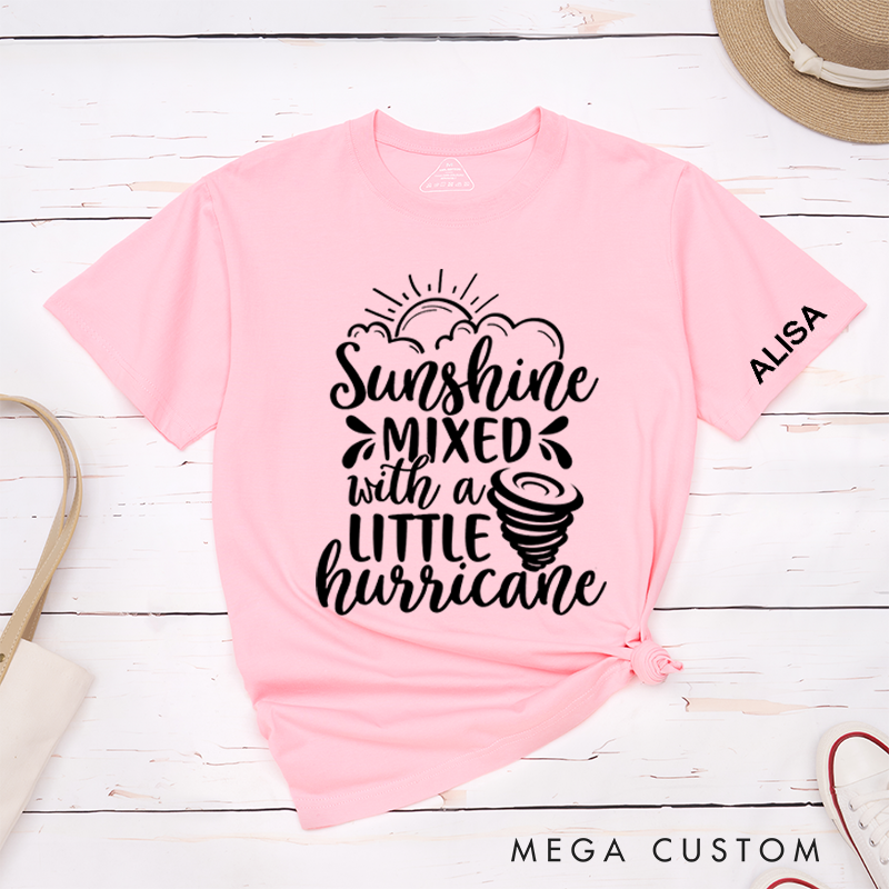 Personalized Classic T-Shirts Sunshine Mixed with a Little Hurricane Tee Fun Weather-Themed Graphic Gift