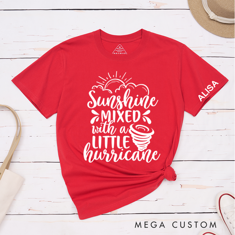 Personalized Classic T-Shirts Sunshine Mixed with a Little Hurricane Tee Fun Weather-Themed Graphic Gift