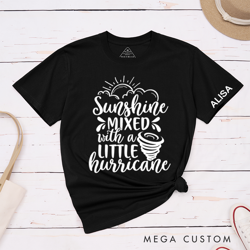 Personalized Classic T-Shirts Sunshine Mixed with a Little Hurricane Tee Fun Weather-Themed Graphic Gift