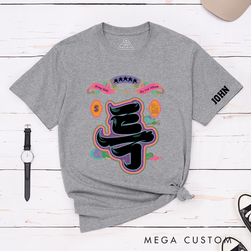 Personalized Classic T-Shirts Vibrant Graphic Tee with Bold Asian Calligraphy Design Trendy Streetwear for Music Lovers Gift