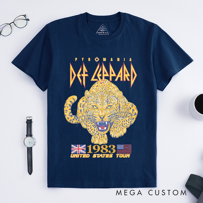 Personalized Classic T-Shirts Vintage 1983 Rock Tour and Retro Leopard Graphic Tee and Classic Band Style Apparel Perfect for Music Lovers T-Shirt