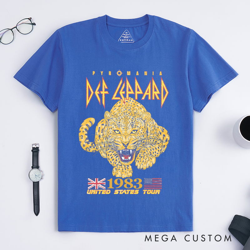 Personalized Classic T-Shirts Vintage 1983 Rock Tour and Retro Leopard Graphic Tee and Classic Band Style Apparel Perfect for Music Lovers T-Shirt