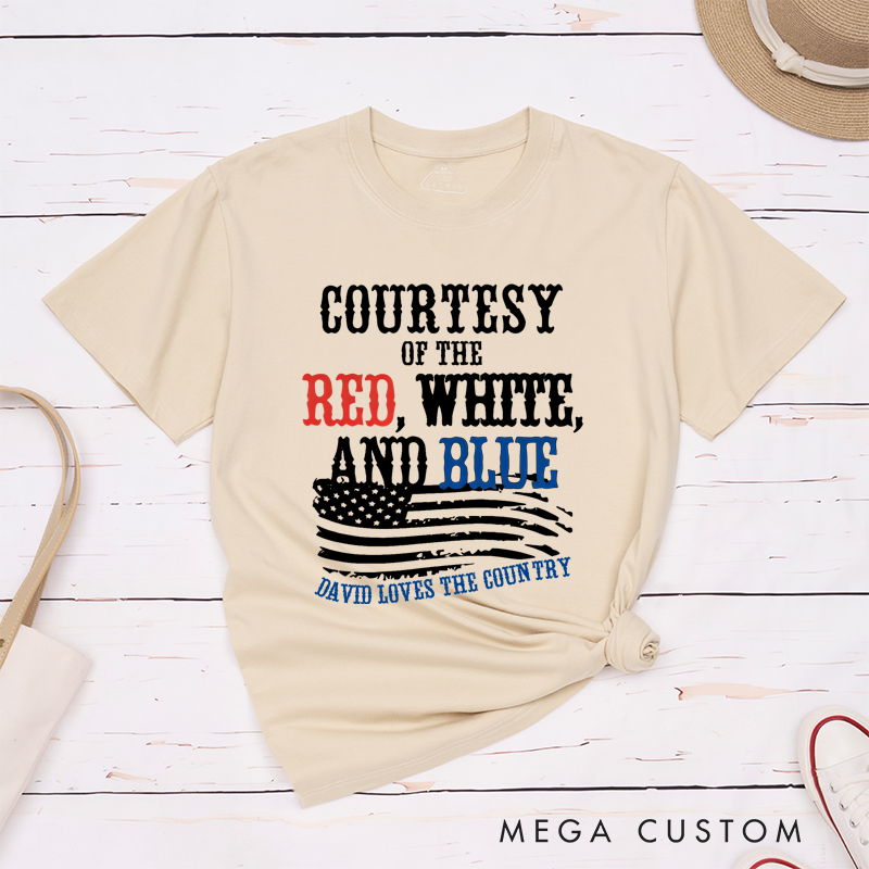 Personalized Classic T-Shirts Vintage Courtesy of the Red White USA Flag T-Shirt
