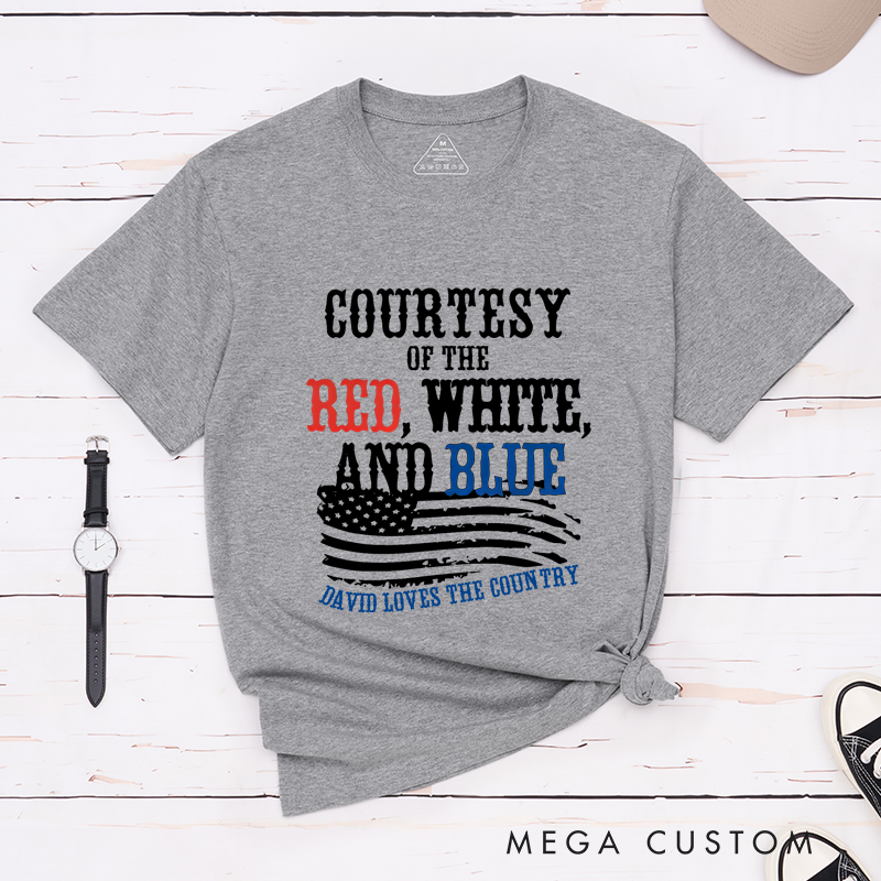 Personalized Classic T-Shirts Vintage Courtesy of the Red White USA Flag T-Shirt