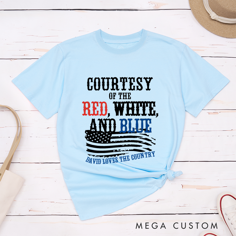 Personalized Classic T-Shirts Vintage Courtesy of the Red White USA Flag T-Shirt