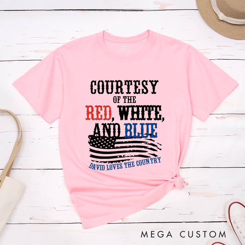 Personalized Classic T-Shirts Vintage Courtesy of the Red White USA Flag T-Shirt