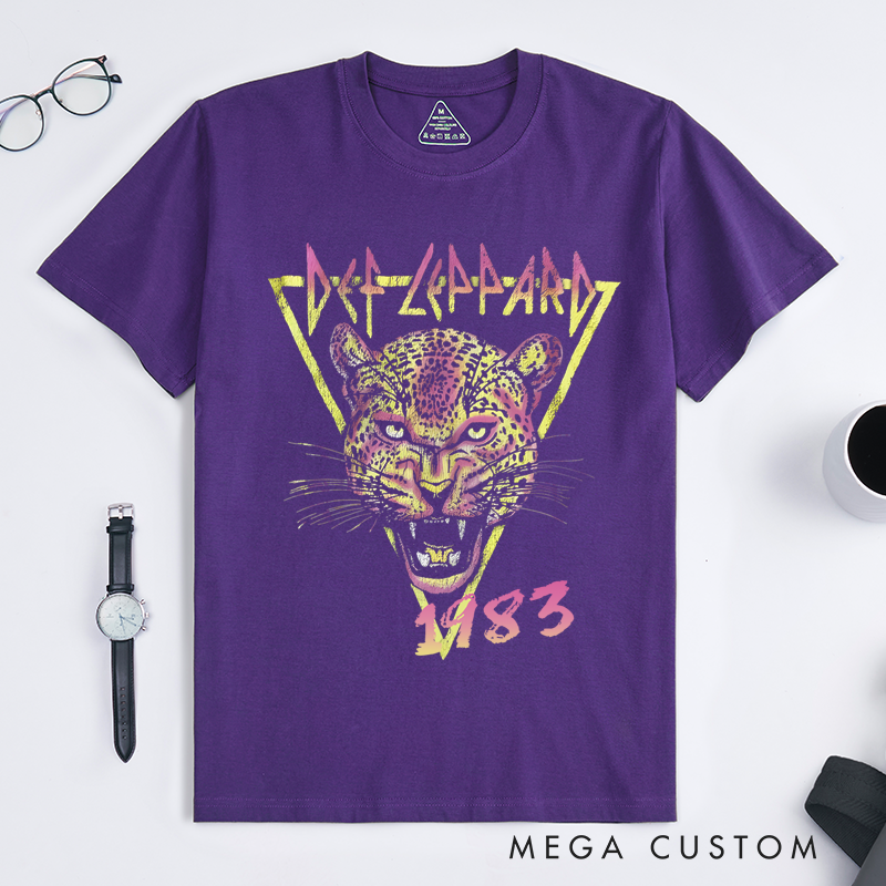 Personalized Classic T-Shirts Vintage Graphic T Shirt Leopard Design Retro Rock Style Perfect Music Lovers and Vintage Lovers and Concert T-Shirt